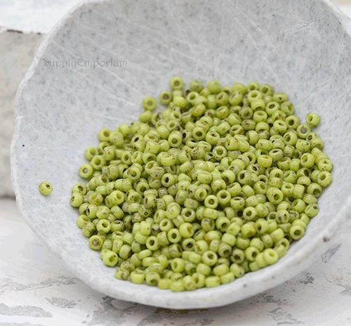 11/0 Chartreuse Matte PicassoMiyuki Seed Bead - Quantity: 10 grams - 2091 - Image 2