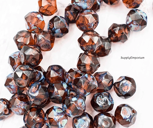 8mm Bottle Brown Czech Central Cut Baroque - 15 pieces - 2411 - Image 5