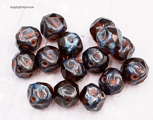 8mm Bottle Brown Czech Central Cut Baroque - 15 pieces - 2411 - Image 4