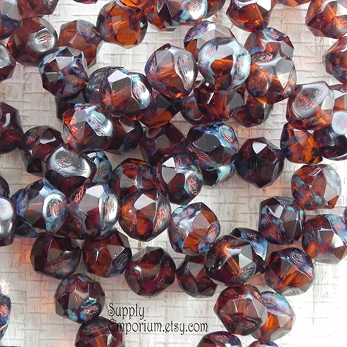 8mm Bottle Brown Czech Central Cut Baroque - 15 pieces - 2411