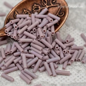 6mm matte opaque mauve AB Miyuki bugle beads