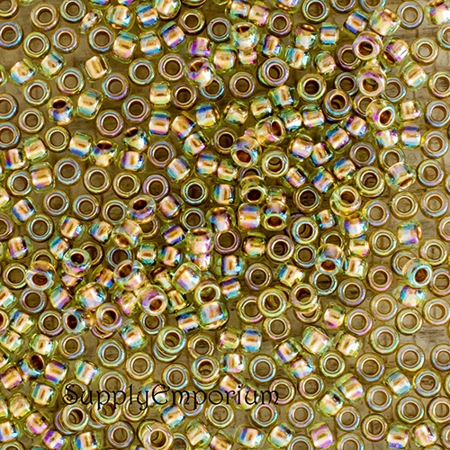 11/0 Gold Lined Rainbow Light Jonquil Toho Seed Bead - Quantity: 10 grams - 2835R