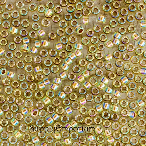 11/0 Gold Lined Rainbow Light Jonquil Toho Seed Bead - Quantity: 10 grams - 2835R - Image 2