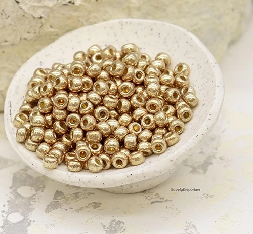 8/0 Duracoat Galvanized Champagne Miyuki Seed Bead - Quantity: 10 grams - 2917 - Image 7
