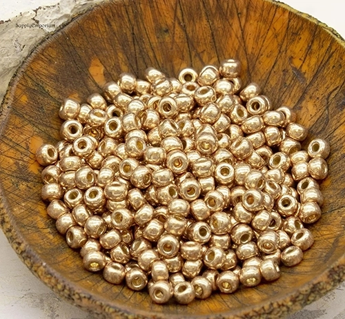 8/0 Duracoat Galvanized Champagne Miyuki Seed Bead - Quantity: 10 grams - 2917