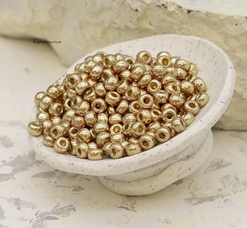 8/0 Duracoat Galvanized Champagne Miyuki Seed Bead - Quantity: 10 grams - 2917 - Image 5