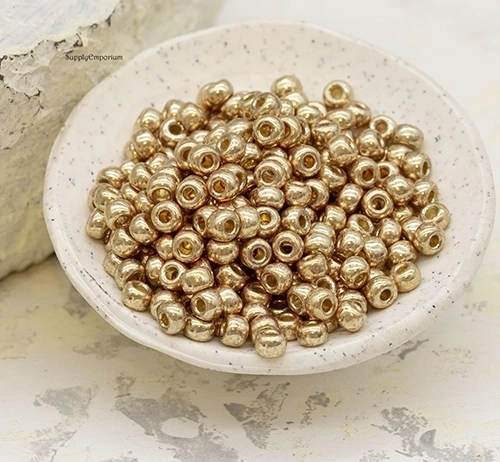 8/0 Duracoat Galvanized Champagne Miyuki Seed Bead - Quantity: 10 grams - 2917 - Image 3