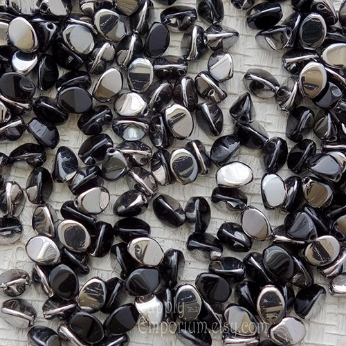 5X3mm Jet Chrome Czech Pinch Bead - 5 grams - 2945 - Image 3