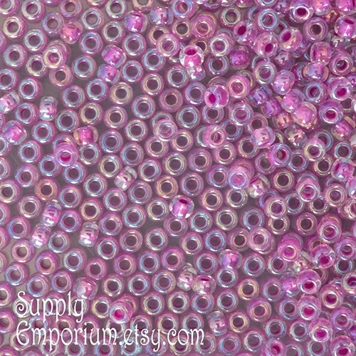 8/0 Raspberry Lined Crystal Ab Miyuki Seed Bead - Quantity: 15 grams - 3075 - Image 2