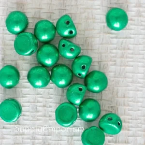 7mm Czech 2-Hole Cabochon Beads Saturated Metallic Lush Meadow