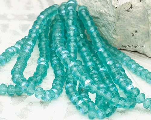 2x3mm Etched Tiffany AB Czech Rondelle - 50 pieces - 3356R - Image 3