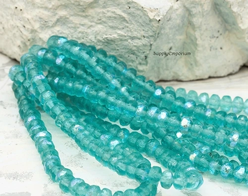 2x3mm Etched Tiffany AB Czech Rondelle - 50 pieces - 3356R - Image 2