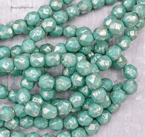 6mm Tea Green Mercury Czech Fire Polish Round - 25 pieces - 3393R - Image 2