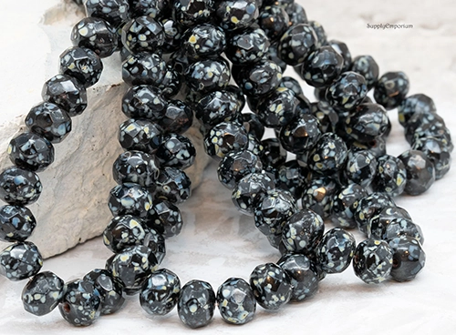 6x8mm Black Picasso Czech Rondelle - 25 pieces - 3394RA - Image 3