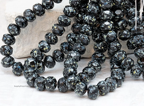 6x8mm Black Picasso Czech Rondelle - 25 pieces - 3394RA - Image 4