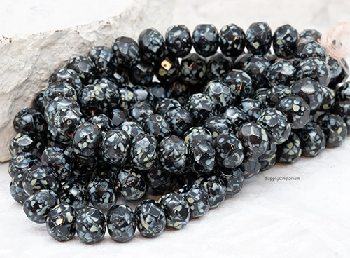 6x8mm Black Picasso Czech Rondelle - 25 pieces - 3394RA - Image 2