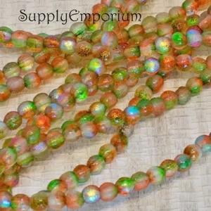 4mm Czech druk round beads in etched topaz celestial finish