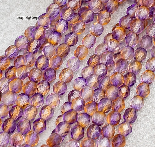 6mm Cantaloupe Grape Dual Czech Fire Polish Round - 25 Pieces - 3531R - Image 2