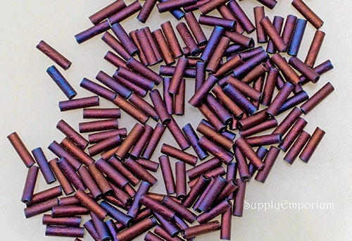 6mm Matte Metallic Dark Raspberry Miyuki Bugle - 10 Grams - 3711R - Image 3