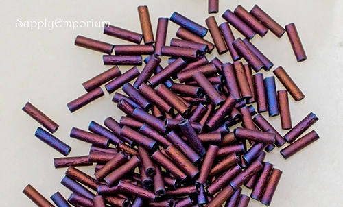 6mm Matte Metallic Dark Raspberry Miyuki Bugle - 10 Grams - 3711R