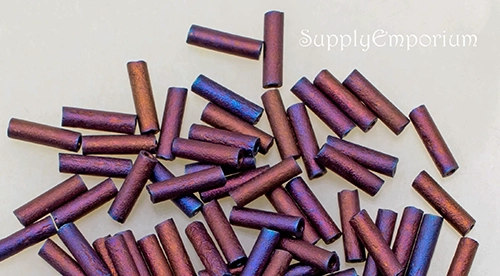 6mm Matte Metallic Dark Raspberry Miyuki Bugle - 10 Grams - 3711R - Image 2
