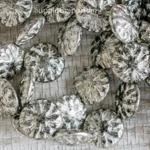 14mm Czech dahlia flower beads in antique silver finish