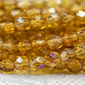 4mm twilight topaz Czech fire polished round glass beads