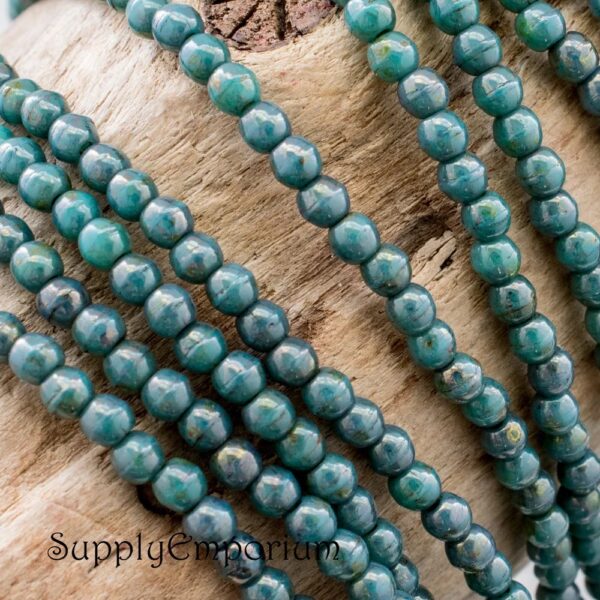 2mm Turquoise Bronze Picasso Czech Druk - 100 pieces - 4344 - Image 2