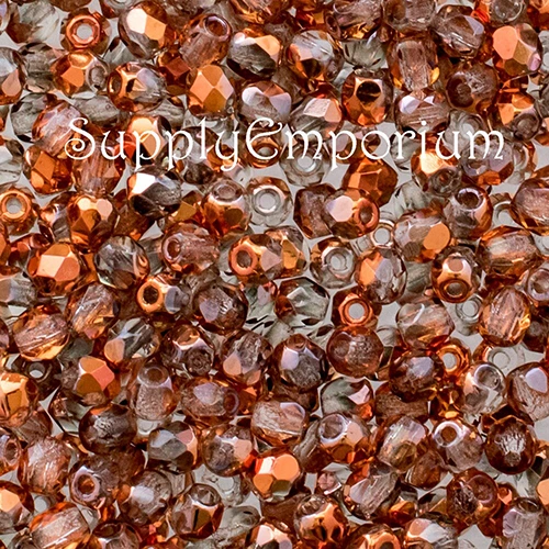 3mm Crystal Sunset Czech Fire Polish Round - 100 pieces - 4506