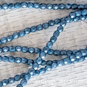 3mm czech fire polish round saturated metallic niagara beads