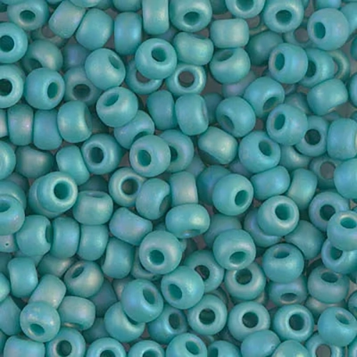 8/0 Matte Op Turquoise Green AB Miyuki Seed Bead - Quantity: 15 grams - 4883