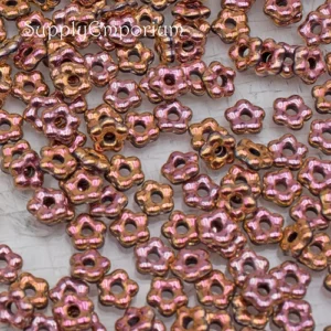 5mm jet capri rose full Czech forget me not flower glass beads