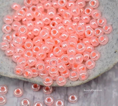 8/0 Baby Pink Ceylon Miyuki Seed Bead - Quantity: 15 grams - 5013R - Image 2
