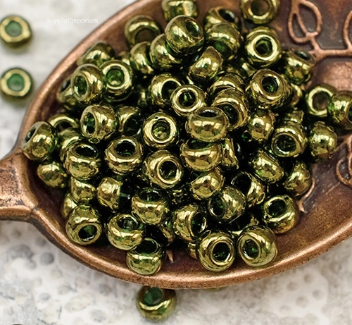 8/0 Olive Gold Luster Miyuki Seed Bead - Quantity: 15 grams - 5289