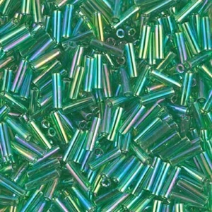 6mm miyuki bugle beads transparent green ab