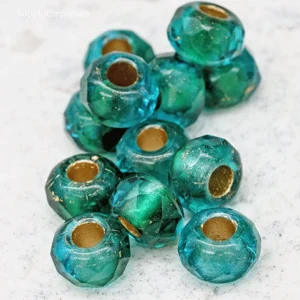 6x9mm Czech roller beads emerald capri 12 pieces