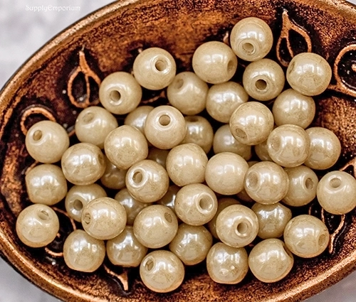 3mm Chalk White Latte Luster Czech Druk - 50 pieces - 5473R