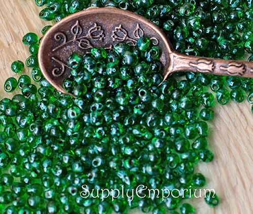 3.4mm Trans Green Picasso Miyuki Drop - 10 Grams - 5744R - Image 2