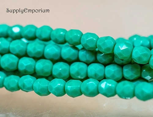 4mm Persian Turquoise Czech Fire Polish Round - 50 pieces - 5768R