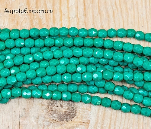 4mm Persian Turquoise Czech Fire Polish Round - 50 pieces - 5768R - Image 2