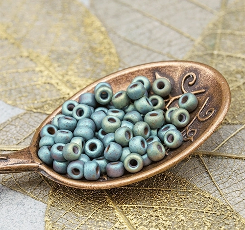 8/0 Matte Met Slate Blue Gold Iris Miyuki Seed Bead - Quantity: 12 grams - 6034RR - Image 4