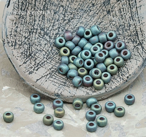 8/0 Matte Met Slate Blue Gold Iris Miyuki Seed Bead - Quantity: 12 grams - 6034RR - Image 3