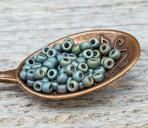 8/0 Matte Met Slate Blue Gold Iris Miyuki Seed Bead - Quantity: 12 grams - 6034RR - Image 2