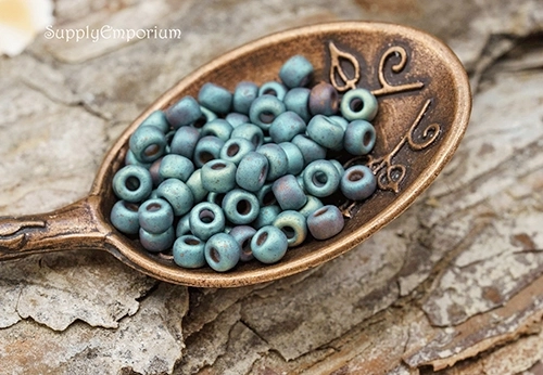 8/0 Matte Met Slate Blue Gold Iris Miyuki Seed Bead - Quantity: 12 grams - 6034RR