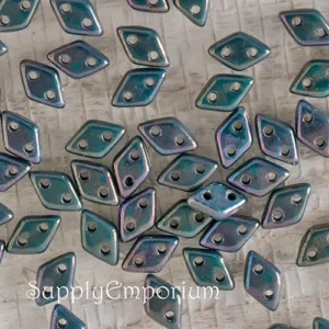 4x6.5mm czechmates 2 hole diamond beads oxidized bronze 5 grams