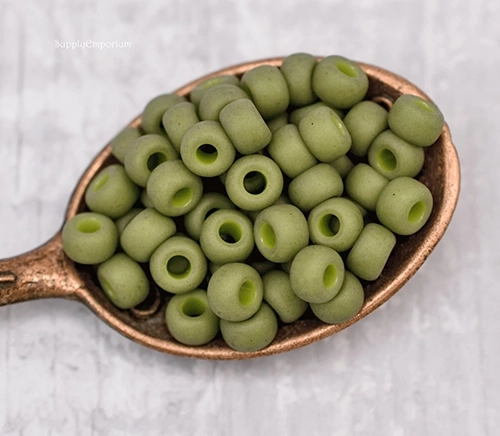 8/0 Matte Op Olive Miyuki Seed Bead - Quantity: 15 grams - 6521RR