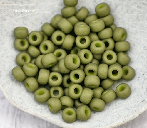 8/0 Matte Op Olive Miyuki Seed Bead - Quantity: 15 grams - 6521RR - Image 6