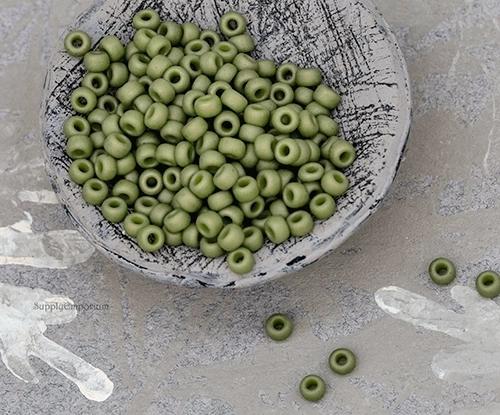 8/0 Matte Op Olive Miyuki Seed Bead - Quantity: 15 grams - 6521RR - Image 5