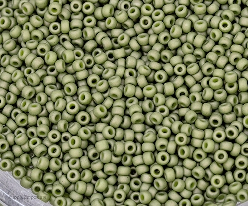 8/0 Matte Op Olive Miyuki Seed Bead - Quantity: 15 grams - 6521RR - Image 3