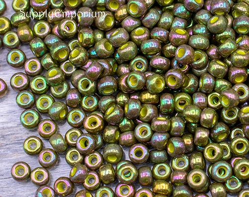 11/0 Op Golden Olive Luster Miyuki Seed Bead - Quantity: 10 grams - 6766R - Image 2